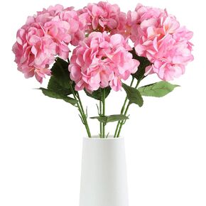 6pcs 28in White Hydrangea Artificial Silk Flowers for Tall Vase Long Stem Big Fake Hydrangea Flowers Lifelike Faux Hydrangea for Wedding Baby Shower Party Home Table Centerpieces Decor (White)