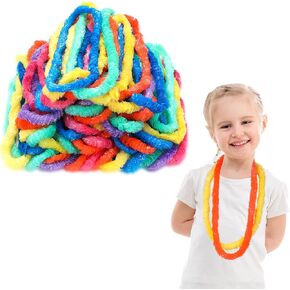 Hawaiian Leis Bulk Plastic Lei Luau Party Decorations Hawaiian Necklace Tropical Flower Leis Floral Necklaces Flower Lei Necklaces for Hawaiian Luau Summer Party Favors