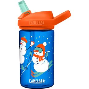 CamelBak Eddy+ 14 oz Kids Water Bottle with Tritan Renew – Straw Top, Leak-Proof When Closed, Snowman Sled