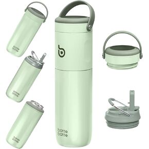 BOTTLE BOTTLE Insulated Water Bottle for Sports with Straw,2 lids,18oz 3IN1 Water Bottles for Slim Can Coolers and Kids Tumbler, Stainless Steel Metal Bottles for Outdoor Activities(Purple)