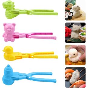 Duck Rice Mold 4 Pcs Rice Duck Mold DIY Sushi Molds Animal Rice Tool 3D Rice Shaper Mold for Sushi, Rice Balls, Croquettes(Dinosaur+Snowman+Duck+Bear)