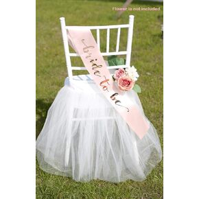 UNIQOOO Chair Tulle Tutu Decoration for Bridal Shower | Birthday Party, Veil Fluffy Look in White Color - Great for Wedding, Baby Shower – Party Accessory Supplies, 20" x 20" - Fit Standard Chair