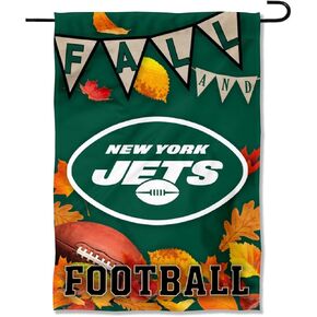New York Jets Fall Leaves Decorative Football Garden Flag Double Sided Banner