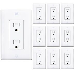 Decorator Wall Receptacle Outlet, Child-Safe Tamper-Resistant, Residential and Commercial Use, Wallplate Included, 15A/125V, 2 Pole 3 Wire, UL Listed, White (20 Pack)