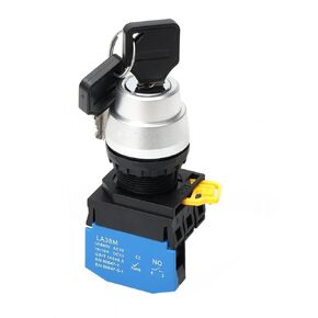 STARELO 22mm Key Switch 3 Position Maintained 2NO Latching Rotary Key Switch 10A 660V LA38M-20Y-31.(3 Position Maintained)