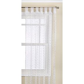 1888 Mills Groovy-50X84 Single Tab White Sequin Sheer Curtain Panel