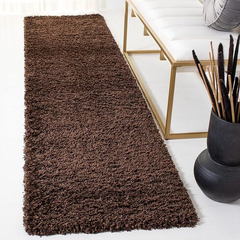 سجادة SAFAVIEH California Shag Collection - 2'3" x 9'، بنية، غير قابلة للتساقط وسهلة العناية، سميكة 2 بوصة مثالية للمناطق ذات الحركة العالية في غرفة المعيشة وغرفة النوم (SG151-2727) in Saudi Arabia