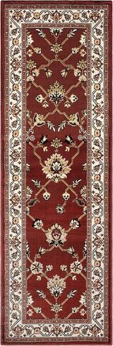 Superior Elegant Kingfield Collection Runner Rug, 8mm Pile Height with Jute Backing, Classic Bordered Rug Design, Anti-Static, Water-Repellent Rugs, 2' 7" x 8', Red in Saudi Arabia