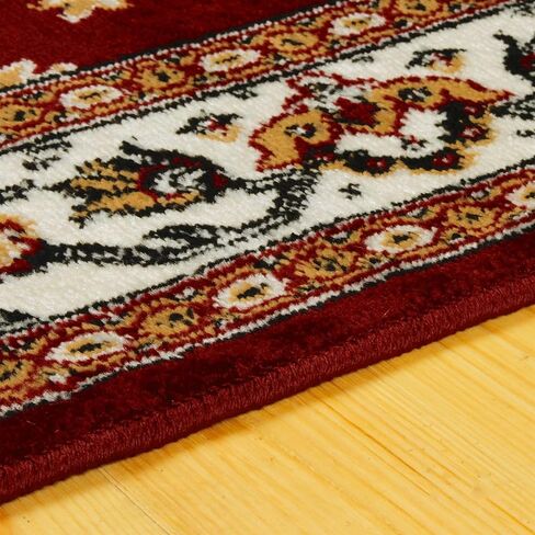 Superior Elegant Kingfield Collection Runner Rug, 8mm Pile Height with Jute Backing, Classic Bordered Rug Design, Anti-Static, Water-Repellent Rugs, 2' 7" x 8', Red in Saudi Arabia