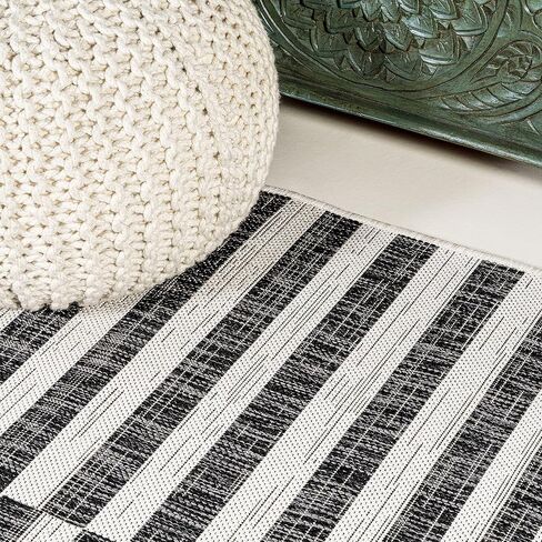 JONATHAN Y SMB133A-28 Sukie Modern Offset Stripe Indoor/Outdoor 2 ft. x 8 ft. Runner Rug, Modern, Bohemian, Transitional, Scandinavian, Minimalistic, Rustic, Pet Friendly, Easy Cleaning, Beige/Brown in Saudi Arabia