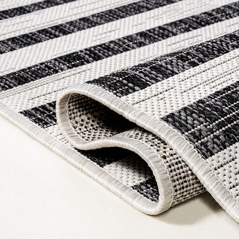 JONATHAN Y SMB133A-28 Sukie Modern Offset Stripe Indoor/Outdoor 2 ft. x 8 ft. Runner Rug, Modern, Bohemian, Transitional, Scandinavian, Minimalistic, Rustic, Pet Friendly, Easy Cleaning, Beige/Brown in Saudi Arabia