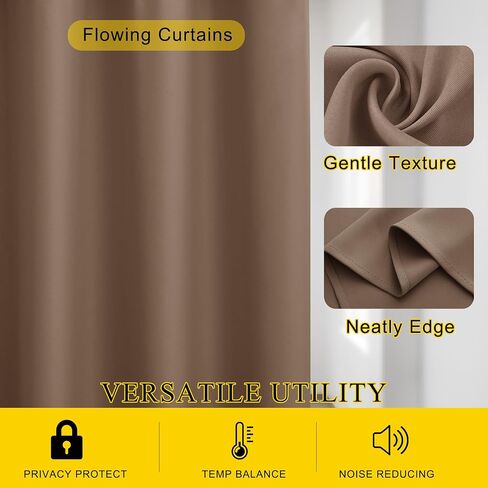 KGORGE Grey Blackout Curtains for Bedroom 63 Inches Length - Rod Pocket Thermal Insulated Room Darkening Curtain for Living Room, 42 x 63 Inch, 2 Panels, Minor Flaw in Saudi Arabia