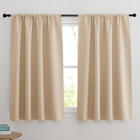 KGORGE Grey Blackout Curtains for Bedroom 63 Inches Length - Rod Pocket Thermal Insulated Room Darkening Curtain for Living Room, 42 x 63 Inch, 2 Panels, Minor Flaw in Saudi Arabia