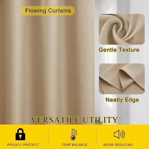 KGORGE Grey Blackout Curtains for Bedroom 63 Inches Length - Rod Pocket Thermal Insulated Room Darkening Curtain for Living Room, 42 x 63 Inch, 2 Panels, Minor Flaw in Saudi Arabia