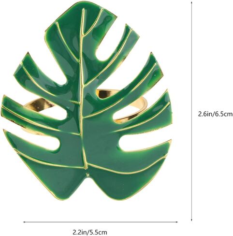 NOLITOY 4pcs Green Leaves Napkin Rings, Hawaii Napkin Holder for Holiday, Weddings, Tropical Party Dining Table Decor Supplies in Saudi Arabia