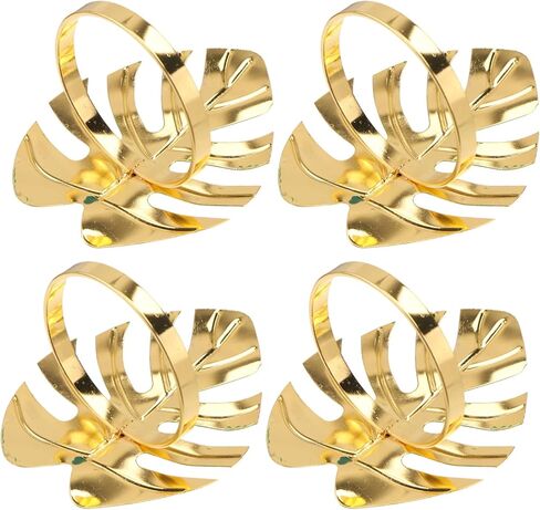 NOLITOY 4pcs Green Leaves Napkin Rings, Hawaii Napkin Holder for Holiday, Weddings, Tropical Party Dining Table Decor Supplies in Saudi Arabia