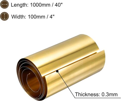 uxcell Brass Sheet Roll, 1Pcs 40" x 4" x 0.012" H62 Metal Foil Plate for Crafts, Electrical Repairs, Industry in Saudi Arabia