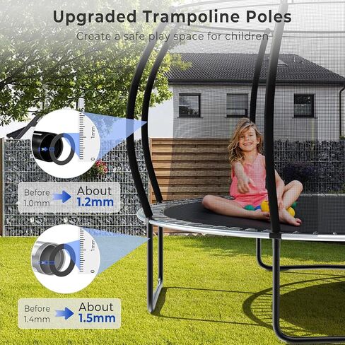 Lyromix ترقية 10 12 14 15 16FT الترامبولين في الهواء الطلق للأطفال والكبار، الترامبولين في الهواء الطلق مع أعمدة منحنية، الترامبولين اليقطين مع طوق كرة السلة، الرش، حصص، كرة السلة والضوء in Kuwait
