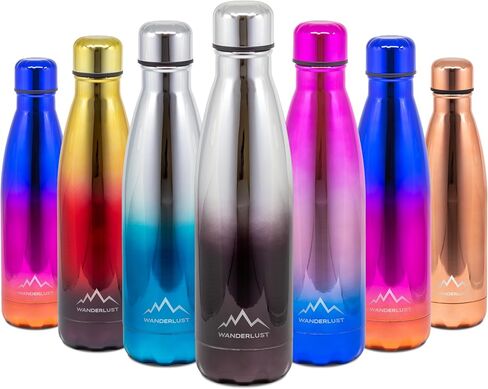 Wanderlust 17 oz Water Bottle, Reusable Leak Proof Insulated Water Bottle, Stainless Steel Water Bottles, Water Flask, Water Bottles for School, Cola Shape Water Bottle - Magic Fusion in Saudi Arabia
