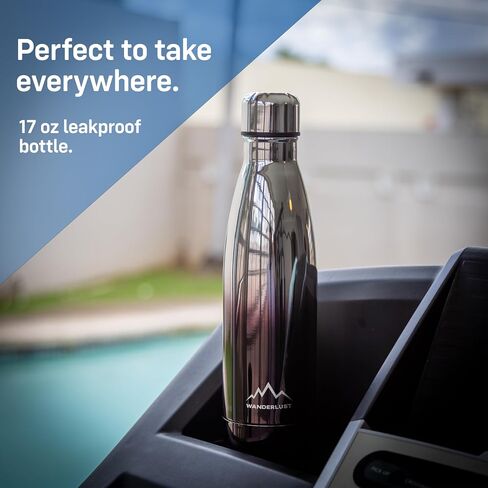 Wanderlust 17 oz Water Bottle, Reusable Leak Proof Insulated Water Bottle, Stainless Steel Water Bottles, Water Flask, Water Bottles for School, Cola Shape Water Bottle - Magic Fusion in Saudi Arabia