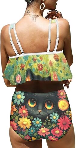 Women Mushroom High Waist Tummy Control Bikini Swimsuit Summer Two Piece Bathing Suit(S-2XL) in Saudi Arabia
