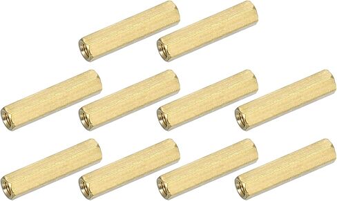 uxcell M3x0.5mm Coupling Nuts, 10 Pcs Brass Galvanized Hex Rod Coupling Nuts Threaded Rod Connectors 20mm, for Industrial Construction Fasteners, Gold in Saudi Arabia