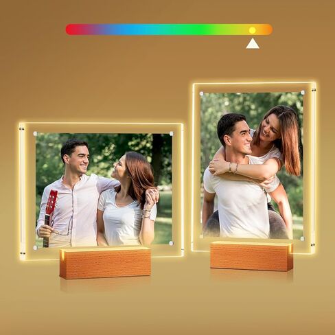 هدايا لصديقتك، إطار صورة أكريليك مقاس 5 × 7 مع ضوء LED متغير اللون، إطارات صور مغناطيسية شفافة مزدوجة الجوانب، هدايا عيد الحب للرجال والنساء مع بطاقة هدية in Kuwait