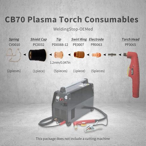 Plasma Kit for Eastwood Versa Cut 60 CB70 Torch (PKG-14, Tip Diameter 1.2mm 0.047'', Electrode Replacement) in Saudi Arabia