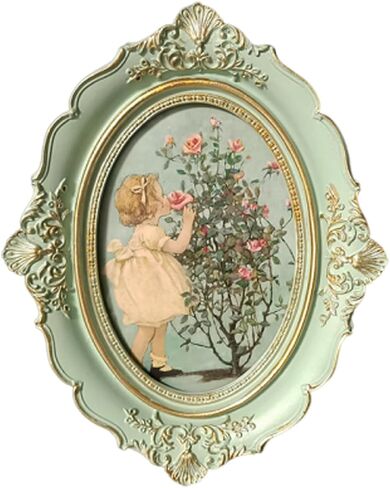 Vintage Picture Frame,5x7 Oval Antique Baroque Wall Mounting Photo Frame with High Definition Glass Front for Home Decor(Green in Saudi Arabia
