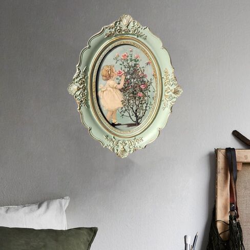 Vintage Picture Frame,5x7 Oval Antique Baroque Wall Mounting Photo Frame with High Definition Glass Front for Home Decor(Green in Saudi Arabia