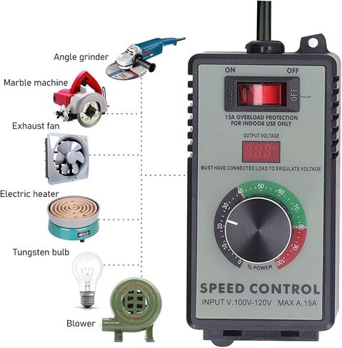 AC Motor Speed Controller ,120V 15A 4000W Fan Speed Controller for Electric Motor,Variable Speed Controller with Overload Protection, Electronic Voltage Regulation, and Voltage LED Display in Saudi Arabia