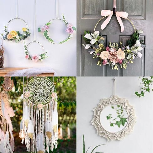 12Pcs Macrame Hoops Ring, BetterJonny 5 Inch Metal Craft Rings Hoops Silver Dream Catcher Rings Wreath Hoop Rings for Home Decorations DIY Crafts and Wall Hanging Crafts in Kuwait