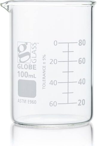 Globe Scientific Beaker, Globe Glass, 600mL, Low Form Griffin Style, Dual Graduations, 3.3 Borosilicate Glass, ASTM E960, 6/Box (8010600) in Saudi Arabia