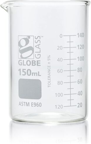 Globe Scientific Beaker, Globe Glass, 600mL, Low Form Griffin Style, Dual Graduations, 3.3 Borosilicate Glass, ASTM E960, 6/Box (8010600) in Saudi Arabia