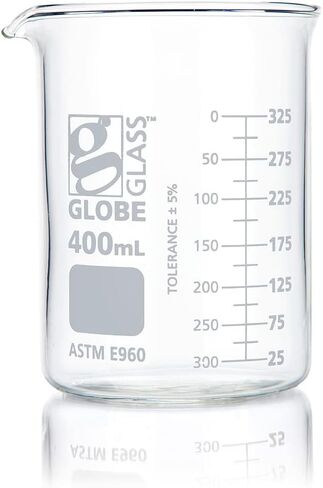 Globe Scientific Beaker, Globe Glass, 600mL, Low Form Griffin Style, Dual Graduations, 3.3 Borosilicate Glass, ASTM E960, 6/Box (8010600) in Saudi Arabia