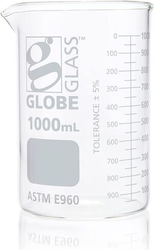 Globe Scientific Beaker, Globe Glass, 600mL, Low Form Griffin Style, Dual Graduations, 3.3 Borosilicate Glass, ASTM E960, 6/Box (8010600) in Saudi Arabia