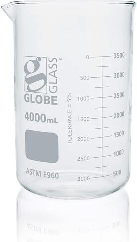 Globe Scientific Beaker, Globe Glass, 600mL, Low Form Griffin Style, Dual Graduations, 3.3 Borosilicate Glass, ASTM E960, 6/Box (8010600) in Saudi Arabia