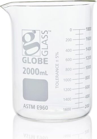 Globe Scientific Beaker, Globe Glass, 600mL, Low Form Griffin Style, Dual Graduations, 3.3 Borosilicate Glass, ASTM E960, 6/Box (8010600) in Saudi Arabia
