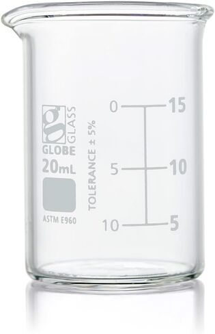 Globe Scientific Beaker, Globe Glass, 600mL, Low Form Griffin Style, Dual Graduations, 3.3 Borosilicate Glass, ASTM E960, 6/Box (8010600) in Saudi Arabia