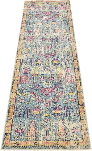 مجموعة Loom Monterey الفريدة من نوعها بتصميم بوهيمي عتيق مستوحى من التصميم القبلي المتعثر، 2 قدم × 6 قدم 7 بوصة، وردي/أصفر in Saudi Arabia