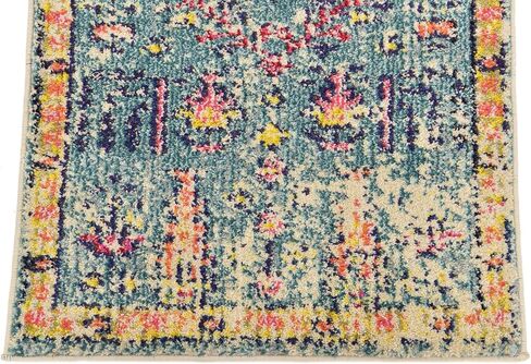 مجموعة Loom Monterey الفريدة من نوعها بتصميم بوهيمي عتيق مستوحى من التصميم القبلي المتعثر، 2 قدم × 6 قدم 7 بوصة، وردي/أصفر in Saudi Arabia