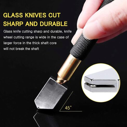 أدوات قطع الزجاج، قاطع زجاجي على شكل قلم رصاص عالي التحمل وقاطع زجاجي بمقبض مسدس، طقم قاطع زجاجي من خليط معدني، أداة قطع زجاجية برأس كربيد لتغذية الزيت مع مفك براغي in Kuwait