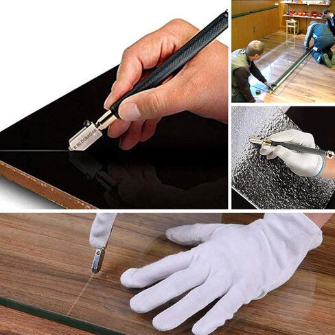 أدوات قطع الزجاج، قاطع زجاجي على شكل قلم رصاص عالي التحمل وقاطع زجاجي بمقبض مسدس، طقم قاطع زجاجي من خليط معدني، أداة قطع زجاجية برأس كربيد لتغذية الزيت مع مفك براغي in Kuwait