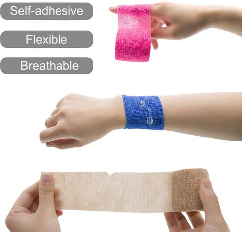 Self Adherent Wrap Bandages Self Adhering Cohesive Tape Elastic Athletic Sports Tape for Sports Sprain Swelling and Soreness on Wrist and Ankle 8PCS 2 in X 14.7 ft (Blue) in Saudi Arabia