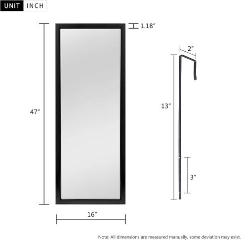 Natsukage Over The Door Mirror Wall Mirror Full Length Mirror Dressing Mirror Hanging Door Mirror for Bedroom Living Room Locker Room, Polystyrene Frame (47"x16", Black PS) in Saudi Arabia