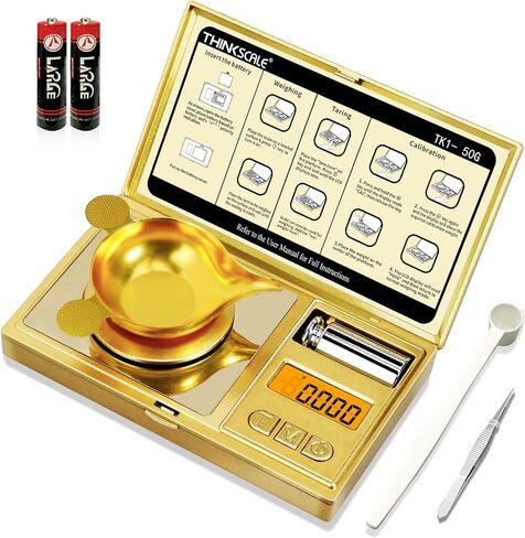 Milligram Scale, 50g/0.001g Digital Jewelry Scale, Micro Gram Scale for Powder, Medicine, Gold, Gem, Reloading, Mg Scale 6 Units, Tare, Cal Weight Included in Saudi Arabia