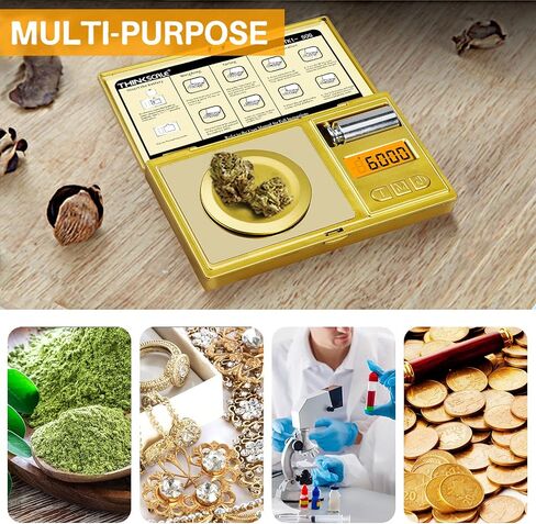 Milligram Scale, 50g/0.001g Digital Jewelry Scale, Micro Gram Scale for Powder, Medicine, Gold, Gem, Reloading, Mg Scale 6 Units, Tare, Cal Weight Included in Saudi Arabia