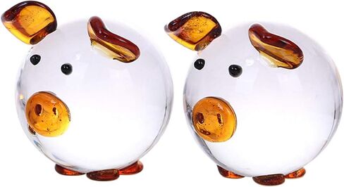 Crystal Pig Figurine Mini Glass Animal Figurine Collectible Statue Set of 2 for Decoration, Small Crystal Pig Decorative Collectible Figurines Décor (Pink) in Saudi Arabia