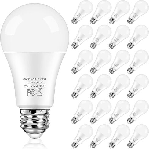 16 حزمة من مصابيح LED، مصابيح LED مكافئة لضوء النهار بقدرة 100 وات، مصابيح إضاءة بيضاء بقدرة 5000 كلفن E26 قاعدة قياسية، لمبة A19 LED بقدرة 13 وات 1500 لومن فائقة السطوع، غير قابلة للتعتيم in Saudi Arabia