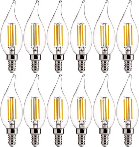 FLSNT CA11 E12 LED Chandelier Light Bulbs 40W Equivalent, Dimmable LED Candelabra Bulbs, 2200K Warm White, 330LM, Amber Glass, 12 Pack in Saudi Arabia